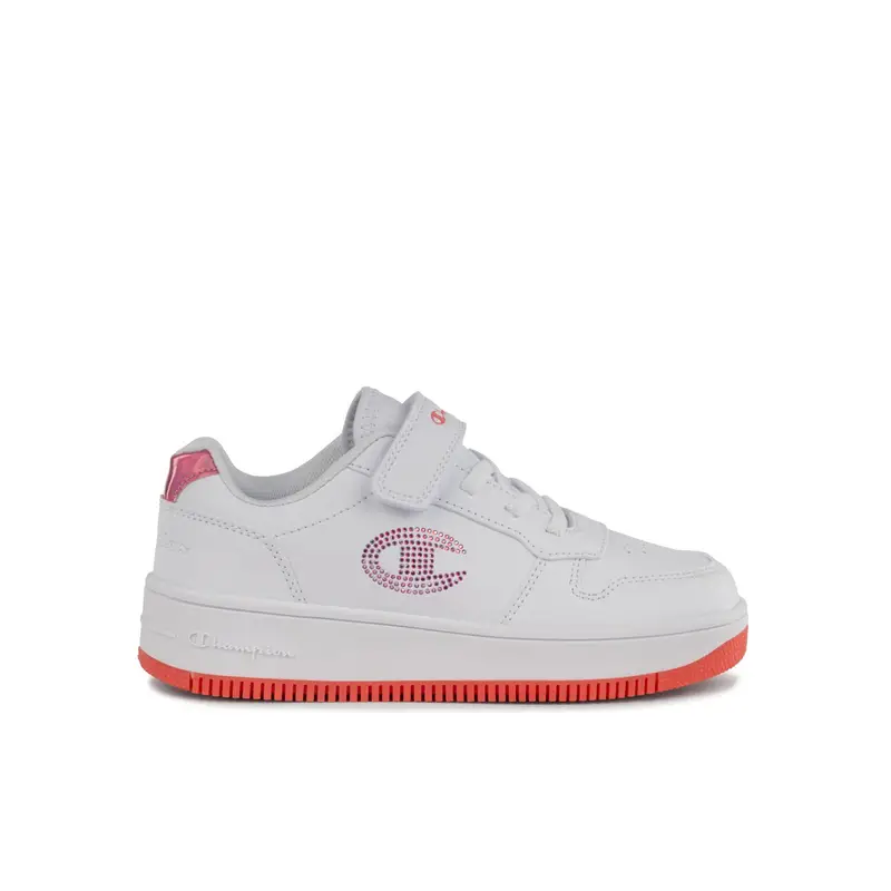 Sneakers bimba bianche da basket modello Rebound Low con lacci e velcro