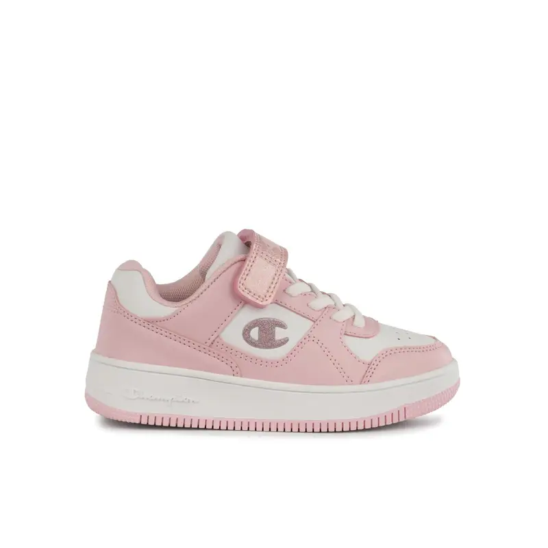 Sneakers bimba rosa da basket modello Rebound Low con lacci e velcro