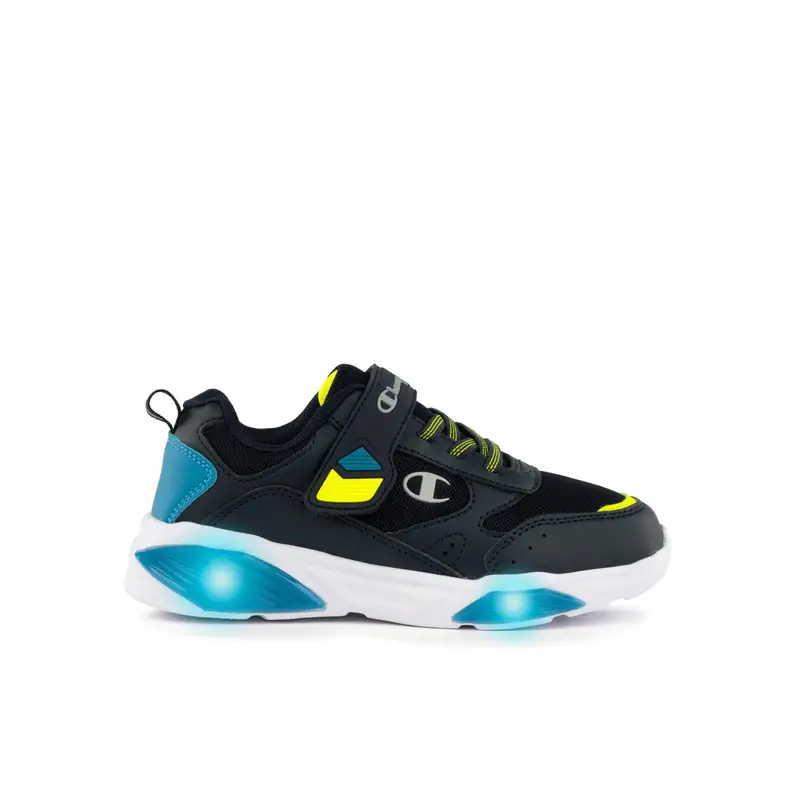 Sneakers bimbo blu da ginnastica modello Wave con luci e velcro