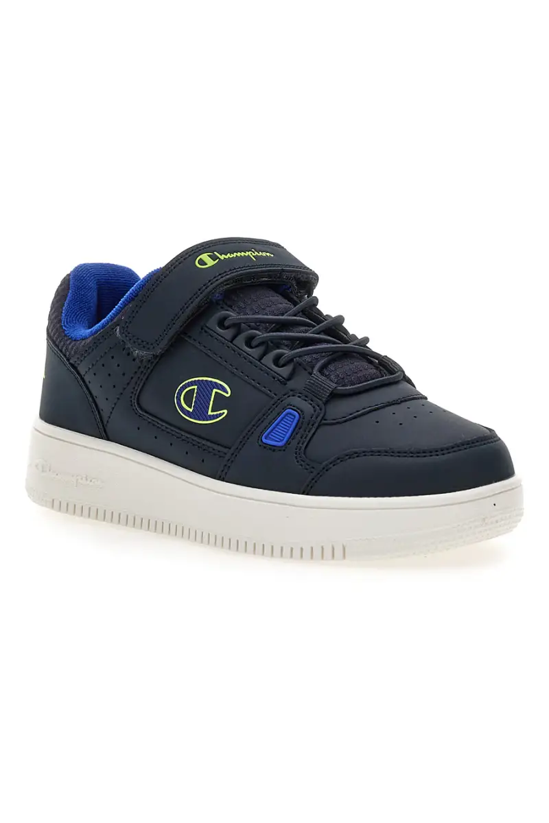 Sneakers blu con velcro e dettagli verdi Champion RD18 LOW COMB B PS [NAVY] miniatura 2