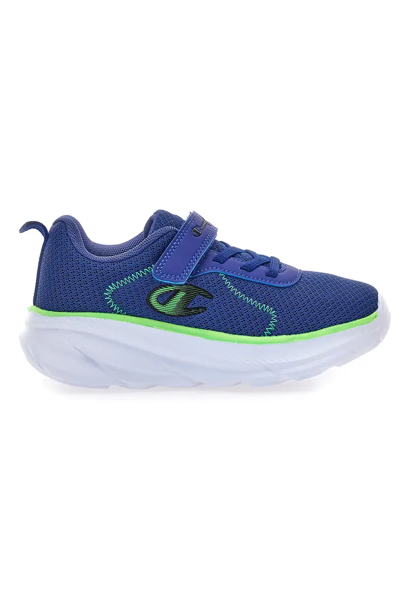 Sneakers blu in mesh con suola chunky e dettagli verdi Champion HRO J B PS Low Cut [BLU]