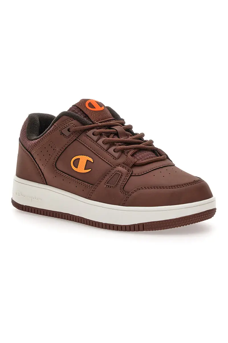 Sneakers marroni con logo arancione Champion RD18 LOW COMB B GS [MARRONE] miniatura 2