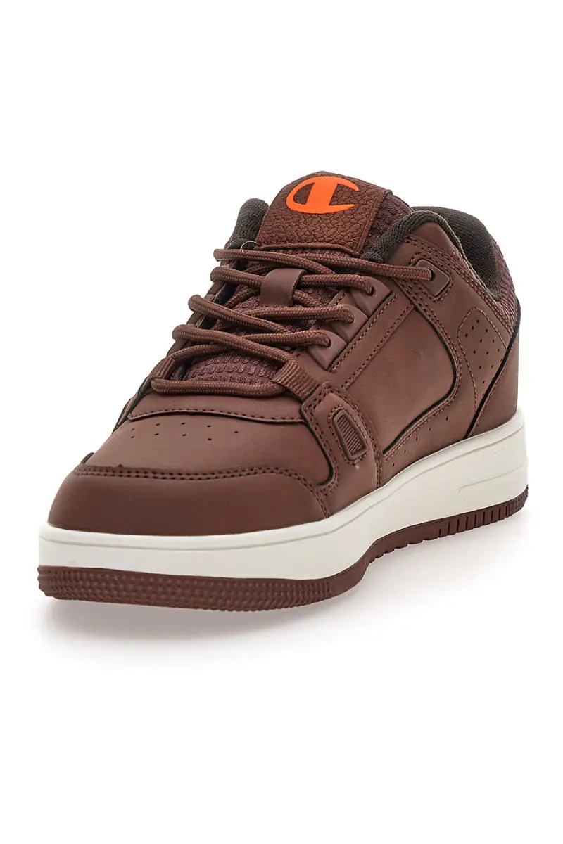 Sneakers marroni con logo arancione Champion RD18 LOW COMB B GS [MARRONE] miniatura 3