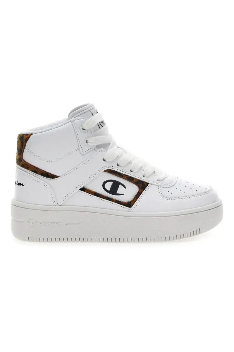 Sneakers Mid-Cut Champion Foul Play Plat Mid Animalier Bianche [BIANCO]