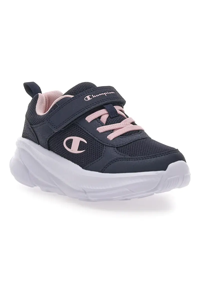 Sneakers Navy con Lacci Elastici e Logo Rosa CHAMPION HRO G PS Low Cut Shoe [NAVY] miniatura 2