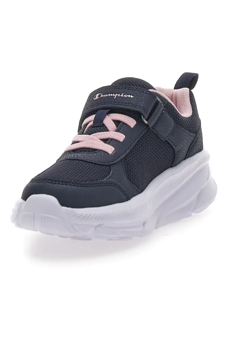 Sneakers Navy con Lacci Elastici e Logo Rosa CHAMPION HRO G PS Low Cut Shoe [NAVY] miniatura 3