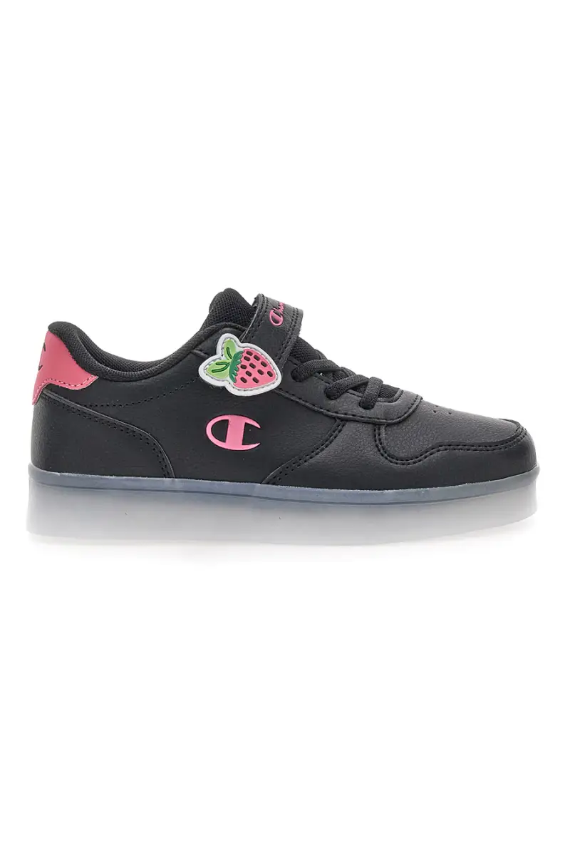 Sneakers nere con luci e dettagli rosa Champion GLW G PS [NERO]