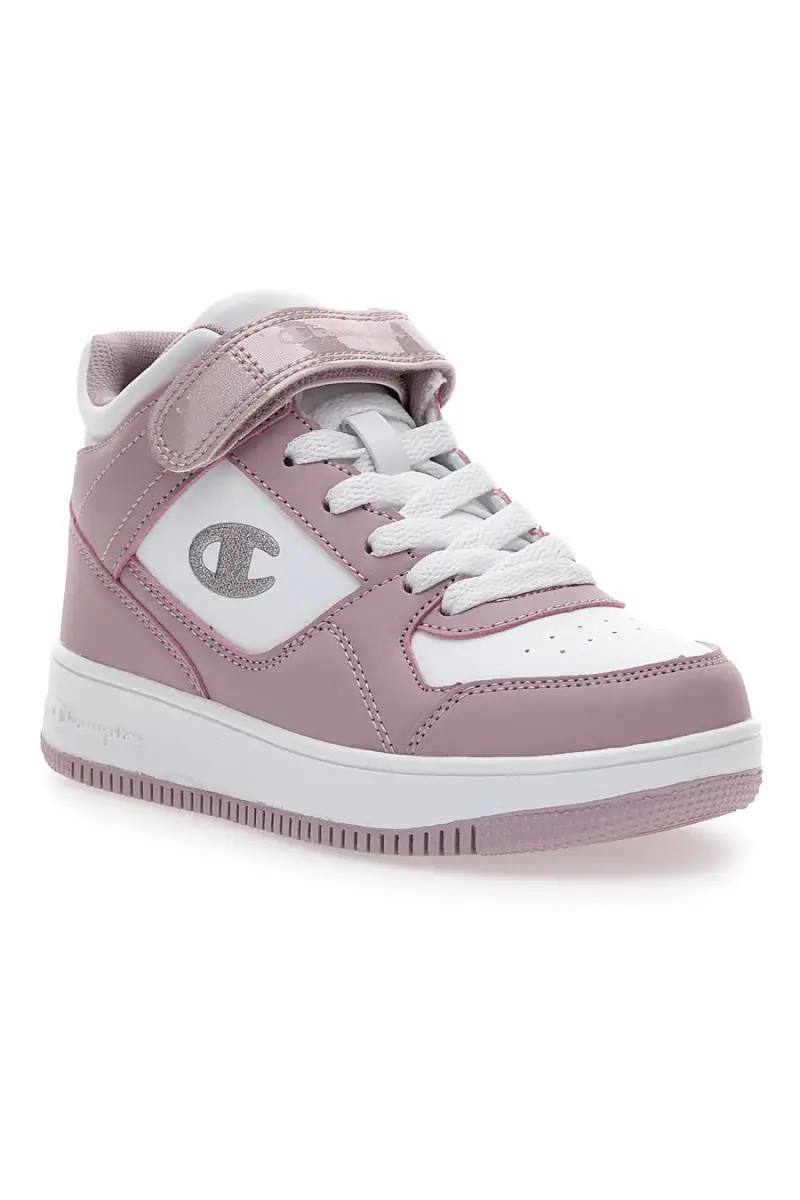 Sneakers rosa e bianche mid-cut con chiusura a strappo Champion RD18 Mid G PS [BIANCO] miniatura 2