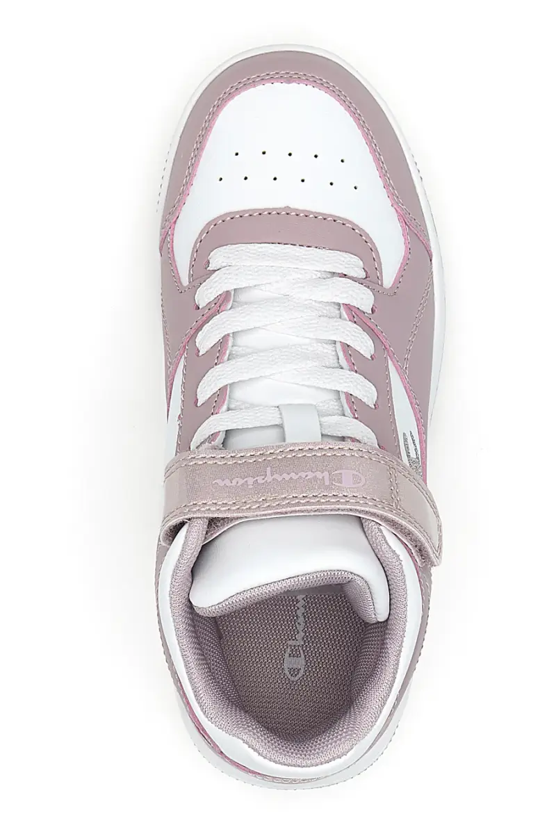 Sneakers rosa e bianche mid-cut con chiusura a strappo Champion RD18 Mid G PS [BIANCO] miniatura 3