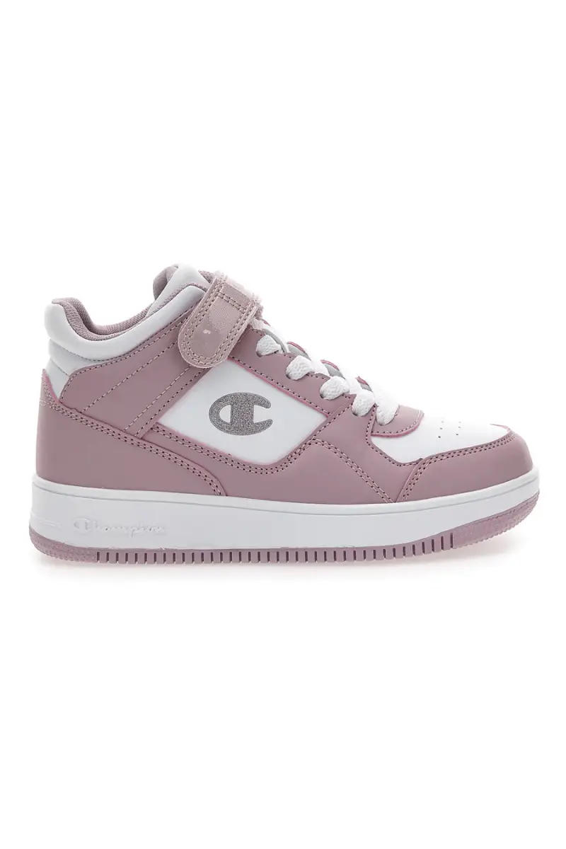 Sneakers rosa e bianche mid-cut con chiusura a strappo Champion RD18 Mid G PS [BIANCO]