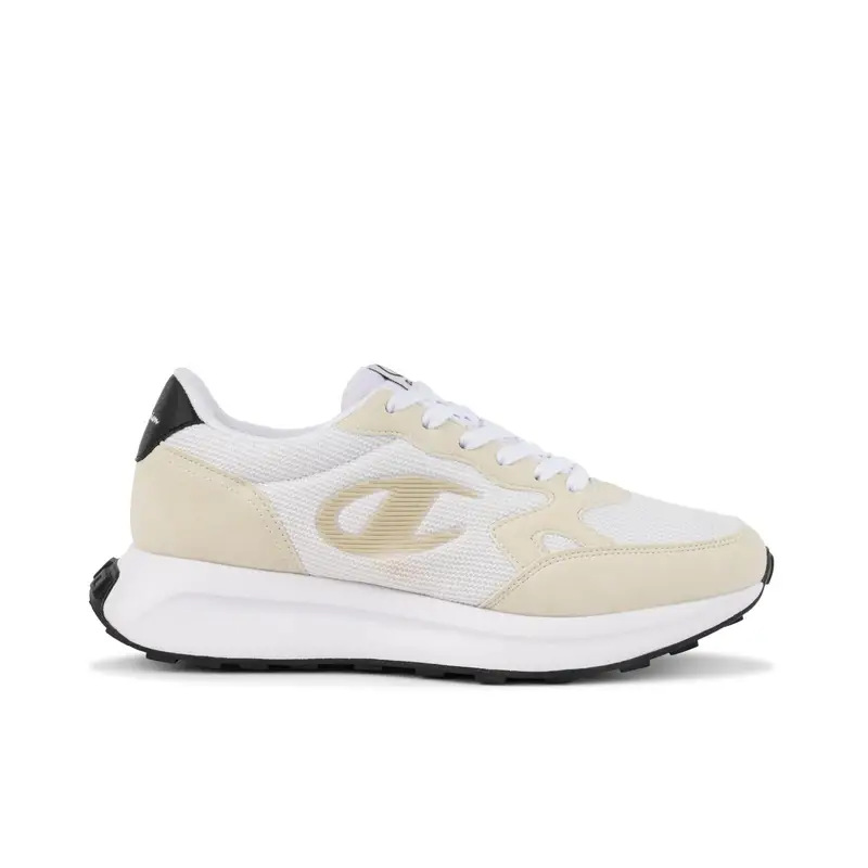 Sneakers uomo bianche con logo laterale e suola sagomata