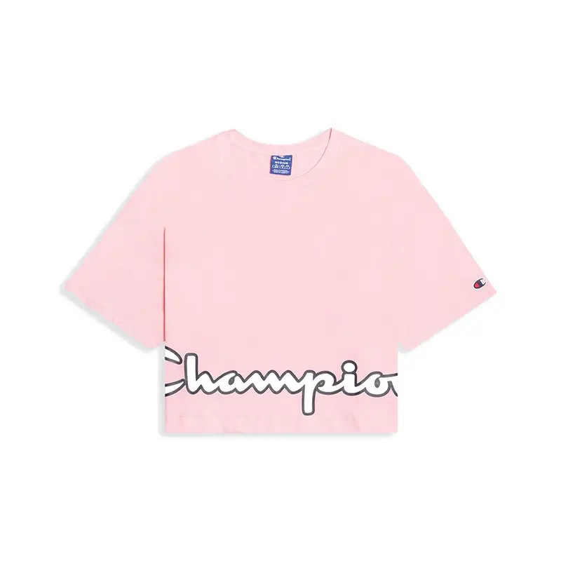 T-Shirt Crop Top Girocollo Rosa Donna M