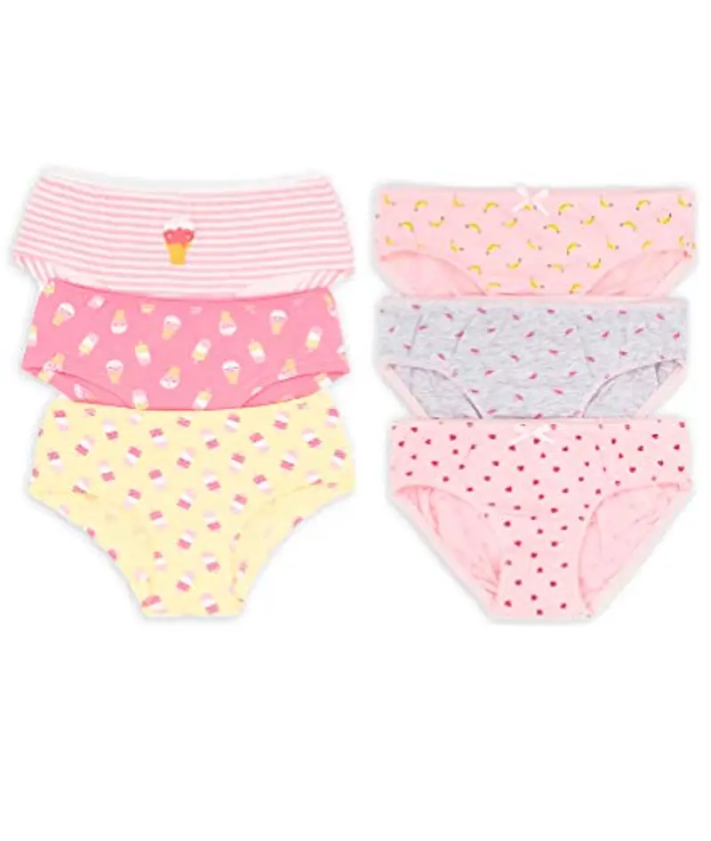 Channo Mutandine Bambina in Cotone, Ultra Morbide e Traspiranti, Confezione da 6, Dolci, 4