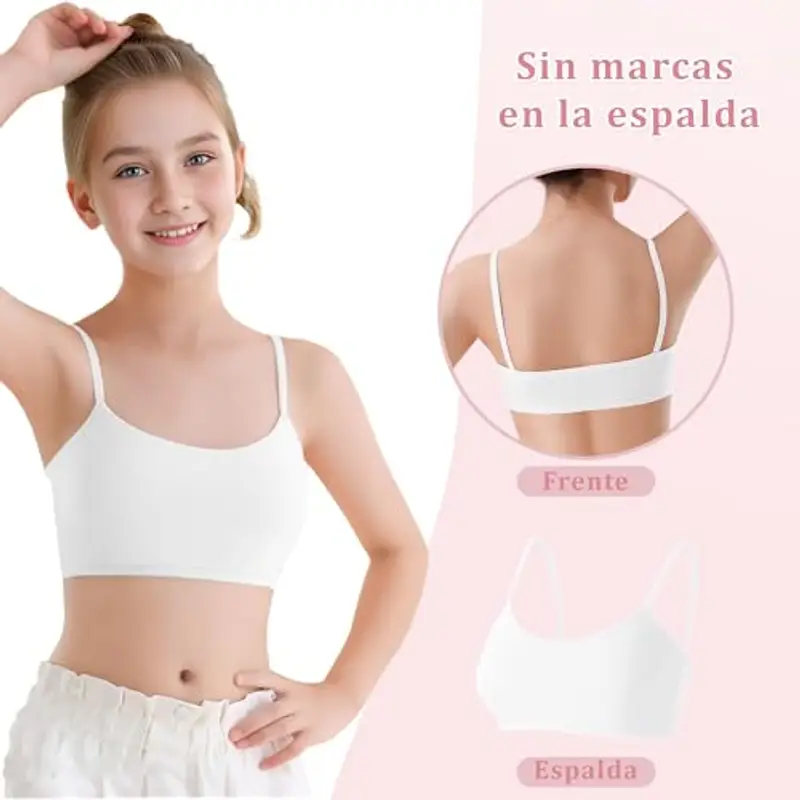 Channo Reggiseno Basic in Cotone per Ragazza, Senza Ferretto e con Imbottiture Rimovibili - Confezione da 6 miniatura 2