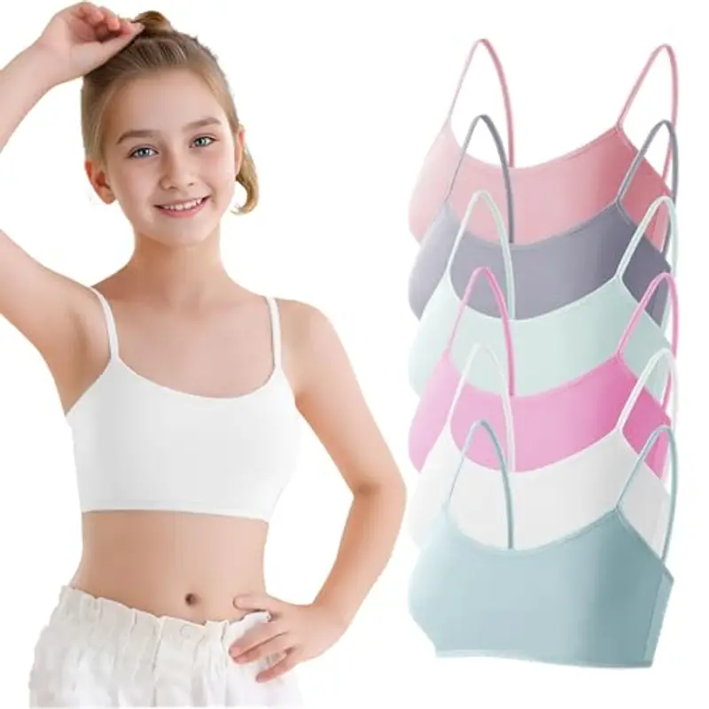 CHANNO Reggiseno Basic Cotone Ragazza Senza Ferretto - Confezione 6, Multicolore A