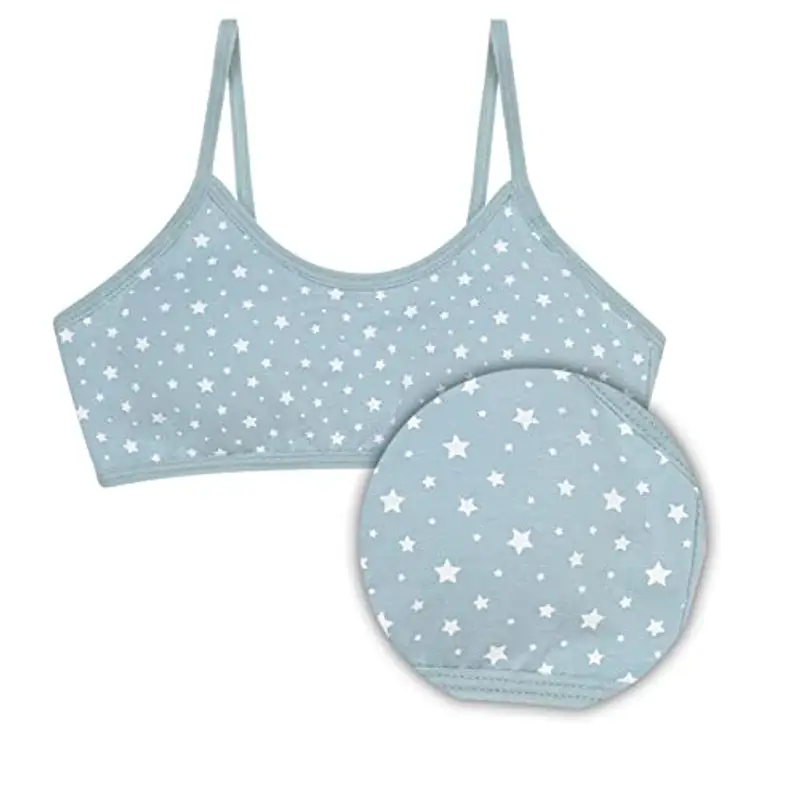 Channo Reggiseno Basic in Cotone per Ragazza, Senza Ferretto e con Imbottiture Rimovibili - Confezione da 6, Stelle, 8-10 Anni miniatura 3