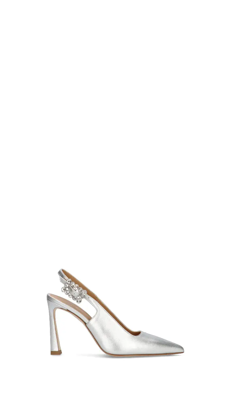 Slingback donna argento in pelle Vario