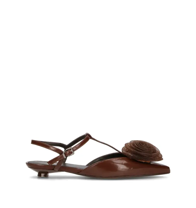 Slingback donna marrone in pelle Vario