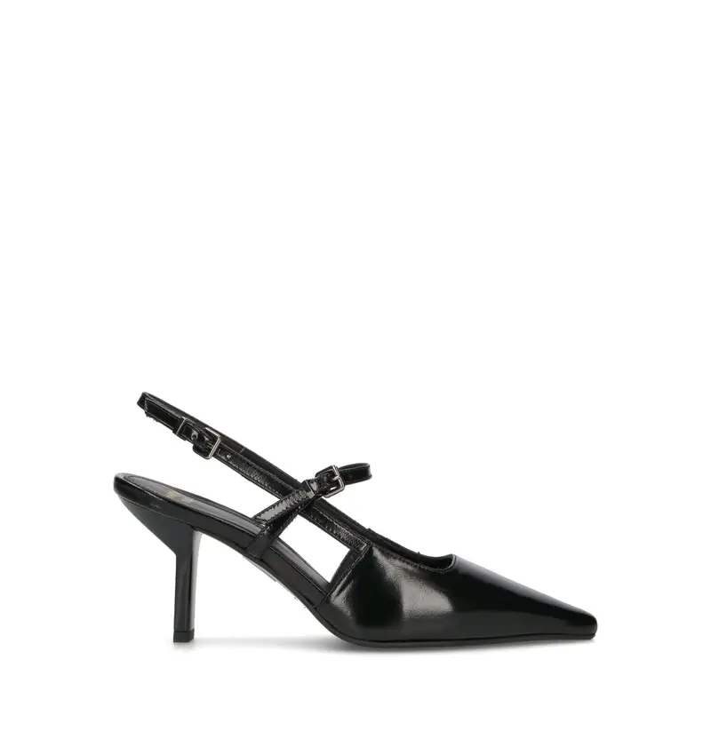 Slingback donna nera in pelle Vario