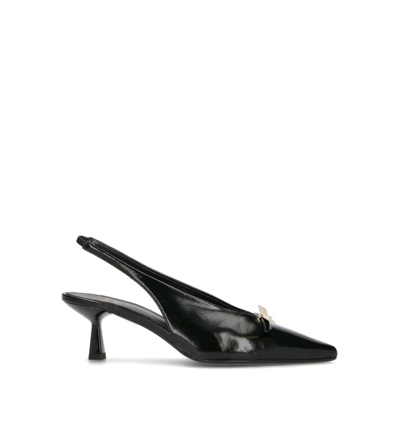 Slingback donna nera in pelle Vario