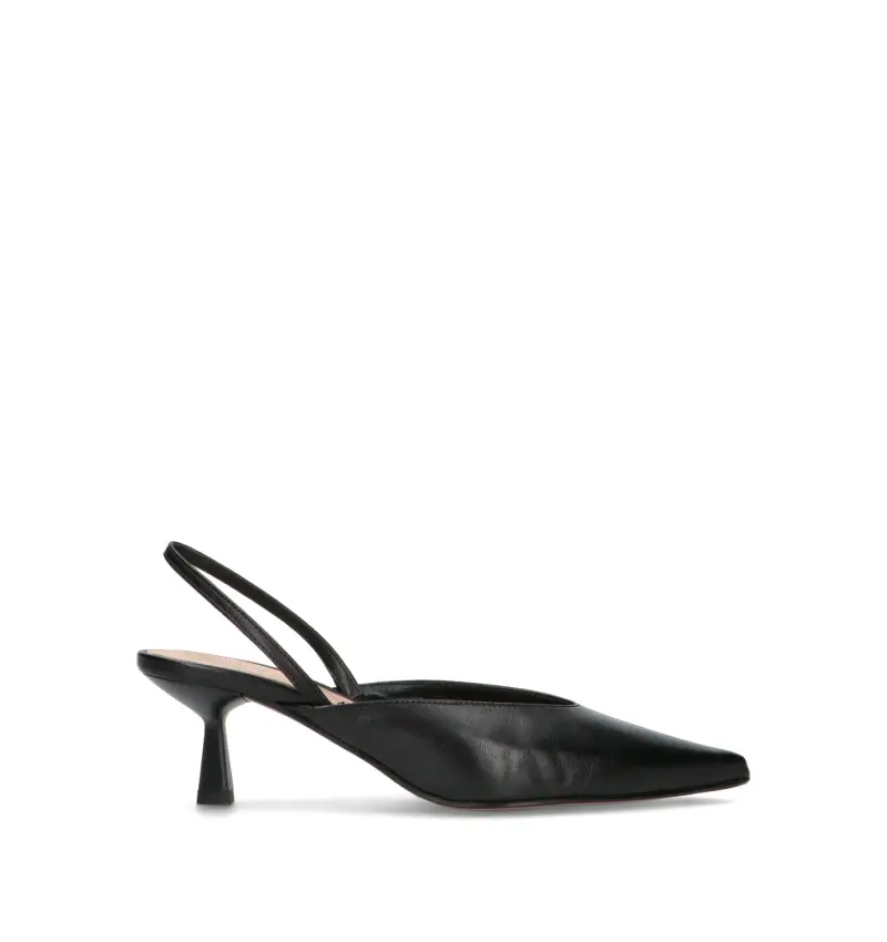Slingback donna nera in pelle Vario
