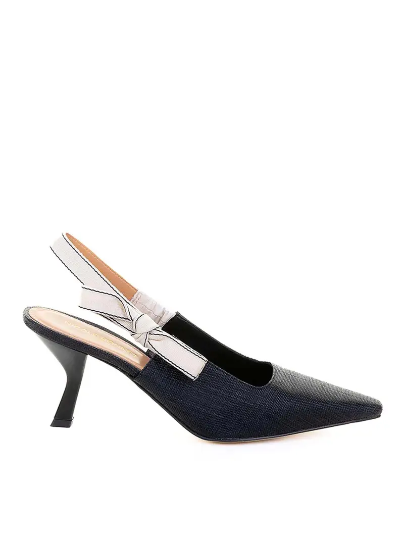 Dcollet Slingback Nera Avorio In Pelle Grigio