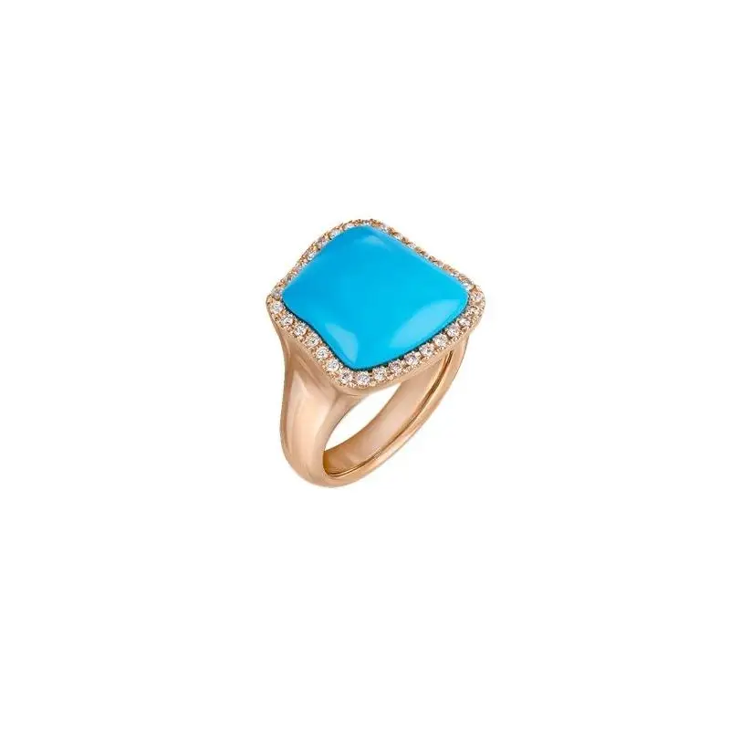 Anello Enchanté In Oro Rosa 18Kt, Diamanti E Turchese - Chantecler