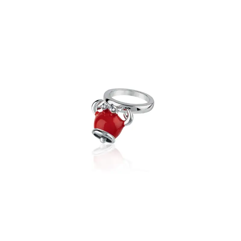 Anello Et Voilà Granchio Micro In Argento, Smalto Rosso E Diamanti Neri - Chantecler
