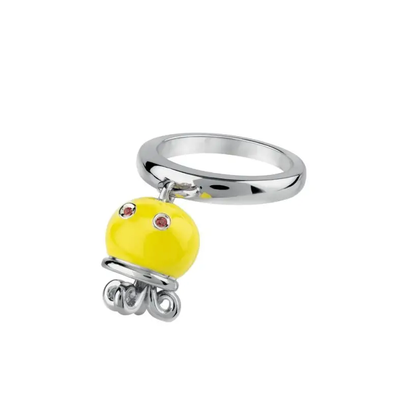 Anello Et Voilà Polipo Micro In Argento, Smalto Giallo E Zaffiri Arancio - Chantecler miniatura 2