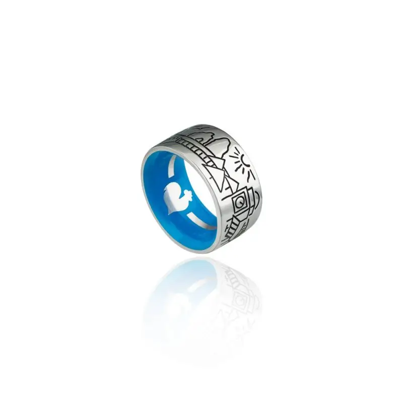 Anello Fascia In Argento, Skyline Capri, Smalto Blu Interno - Chantecler miniatura 2