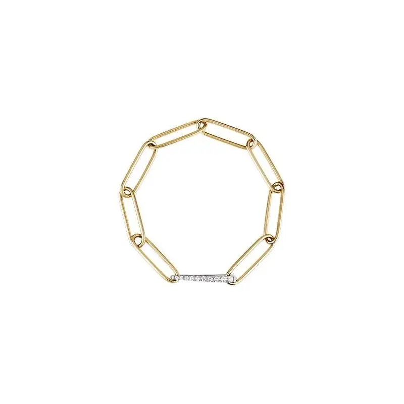 Bracciale Maglie Ovali 18Cm In Oro Giallo E Bianco 18Kt - Chantecler