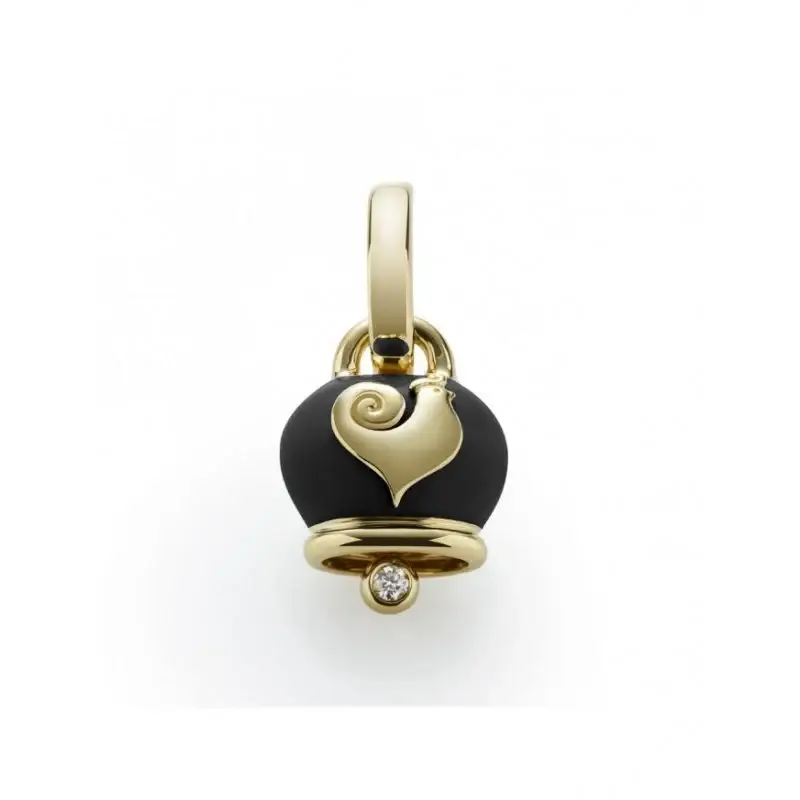 Campanella In Oro Rosa, Smalto Nero E Diamante 0,020 Kt - Chantecler