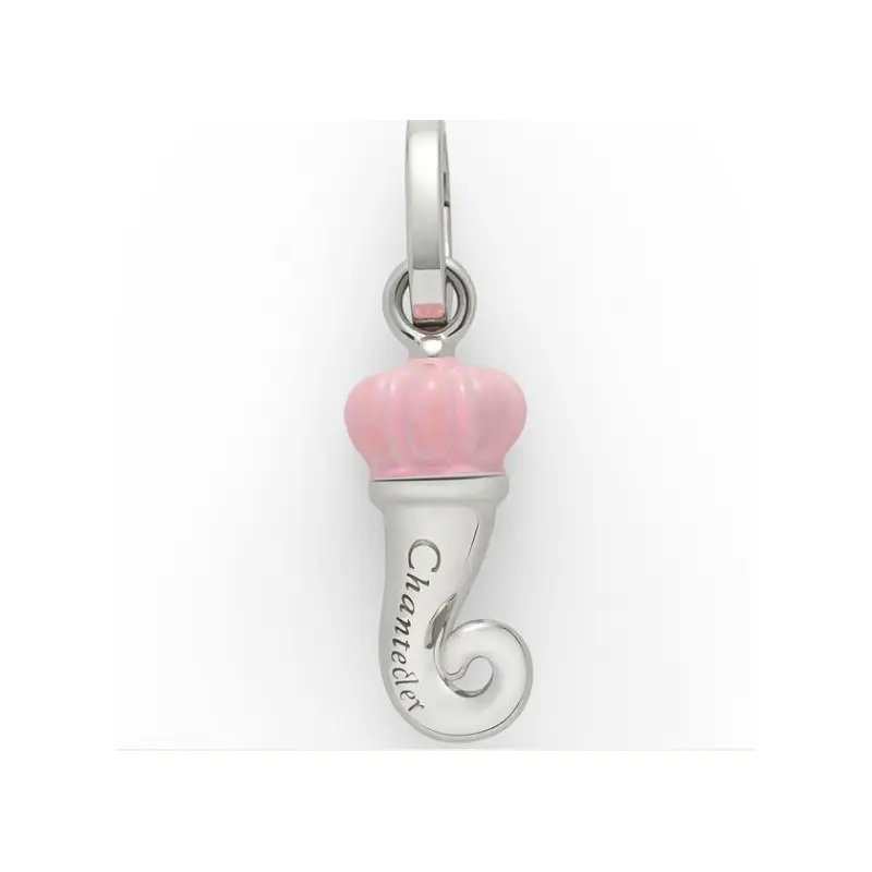 Ciondolo Con Cornetto Mini In Argento E Smalto Rosa - Chantecler