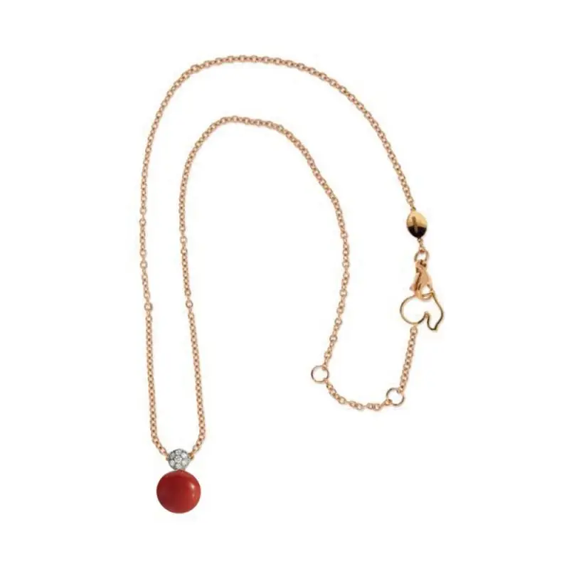Collana Bon Bon In Oro Rosa 18Kt, Diamanti E Corallo Rosso - Chantecler miniatura 2