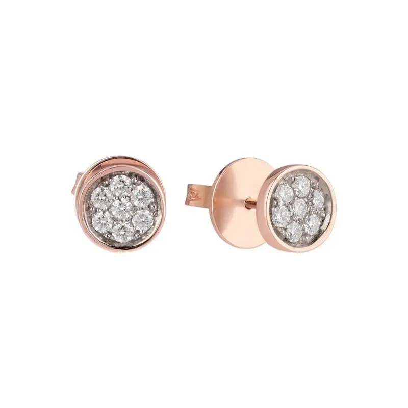 Orecchini A Lobo Paillettes In Oro Rosa 18Kt E Diamanti Bianchi - Chantecler