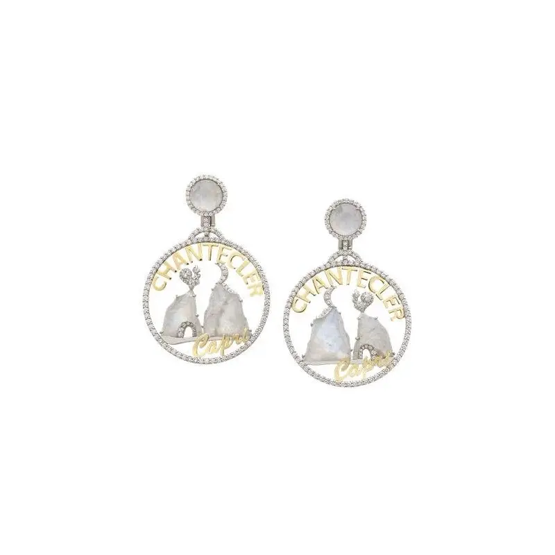 Orecchini Logo Moonlight Piccolo In Oro Bianco E Giallo 18Kt - Chantecler