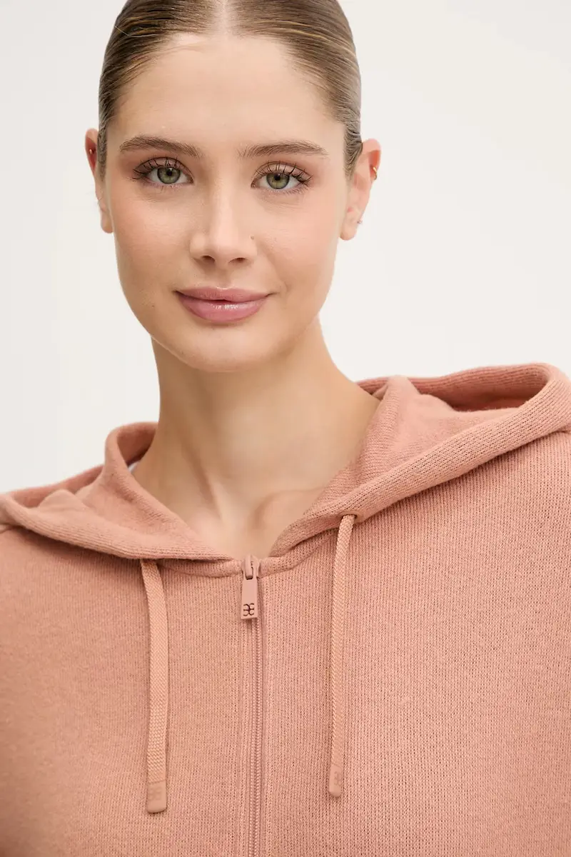 felpa donna colore blu navy con cappuccio C15WL5 Arancione miniatura 4