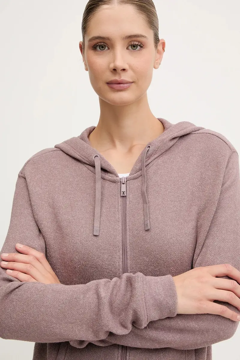 felpa donna colore blu navy con cappuccio C15WL5 Rosa miniatura 4