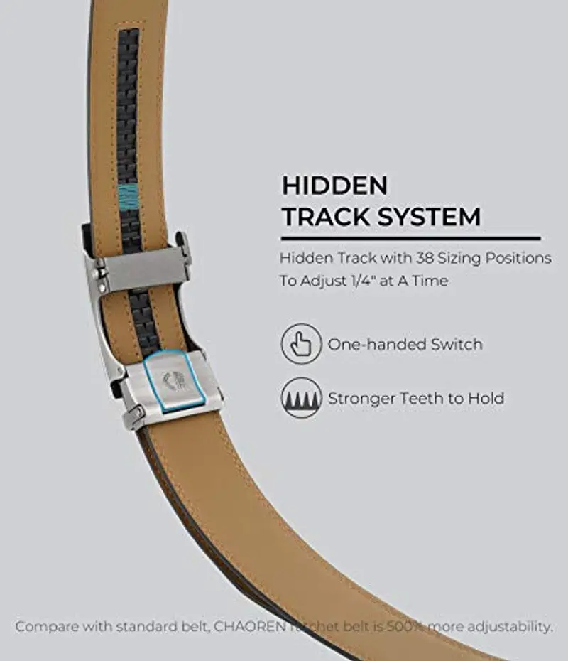 CHAOREN Cintura Da Uomo In Pelle, Cintura Automatica, Senza Fori, Larghezza 35 mm, Misura Personalizzata miniatura 3