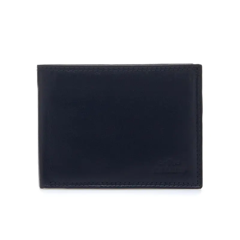 Portafoglio blu da uomo in pelle con cuciture
