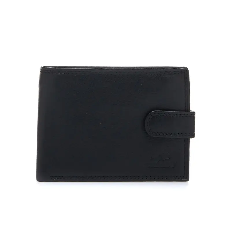 Portafoglio nero da uomo in pelle con chiusura