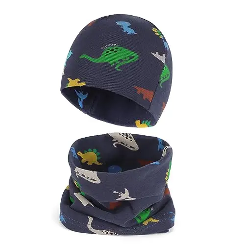 Cheerful Mario Cotone Berretto e Sciarpa Scaldacollo Coordinati per Bambini Modello Carino Neonato Cappello y Sciarpa