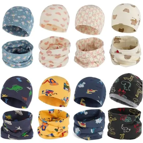 Cheerful Mario Cotone Berretto e Sciarpa Scaldacollo Coordinati per Bambini Modello Carino Neonato Cappello y Sciarpa miniatura 2