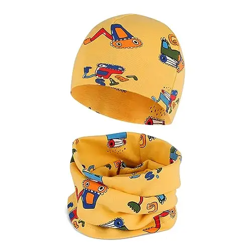 Cheerful Mario Cotone Berretto e Sciarpa Scaldacollo Coordinati per Bambini Modello Carino Neonato Cappello y Sciarpa