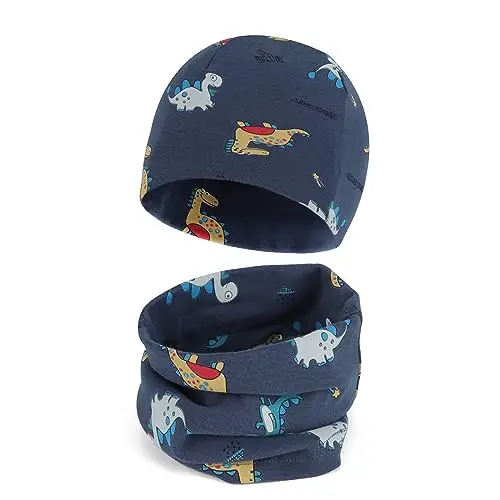 Cheerful Mario Cotone Berretto e Sciarpa Scaldacollo Coordinati per Bambini Modello Carino Neonato Cappello y Sciarpa