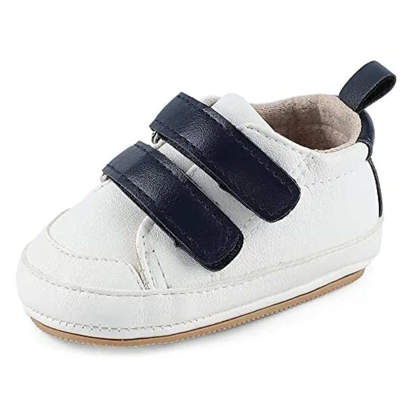 Cheerful Mario Scarpe Neonato Scarpine Primi Passi Scarpine Bimbo Infante Prewalker in Pelle Antiscivolo Suola Morbida B-Bianco 3-6 Mesi