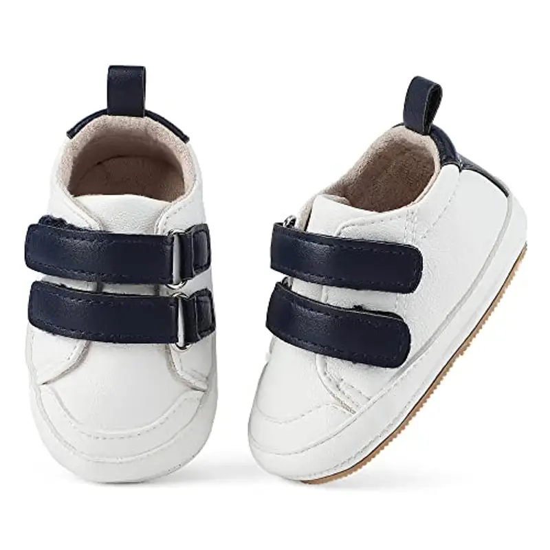 Cheerful Mario Scarpe Neonato Scarpine Primi Passi Scarpine Bimbo Infante Prewalker in Pelle Antiscivolo Suola Morbida B-Bianco 3-6 Mesi miniatura 2