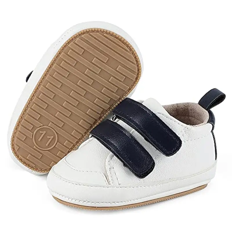 Cheerful Mario Scarpe Neonato Scarpine Primi Passi Scarpine Bimbo Infante Prewalker in Pelle Antiscivolo Suola Morbida B-Bianco 3-6 Mesi miniatura 3