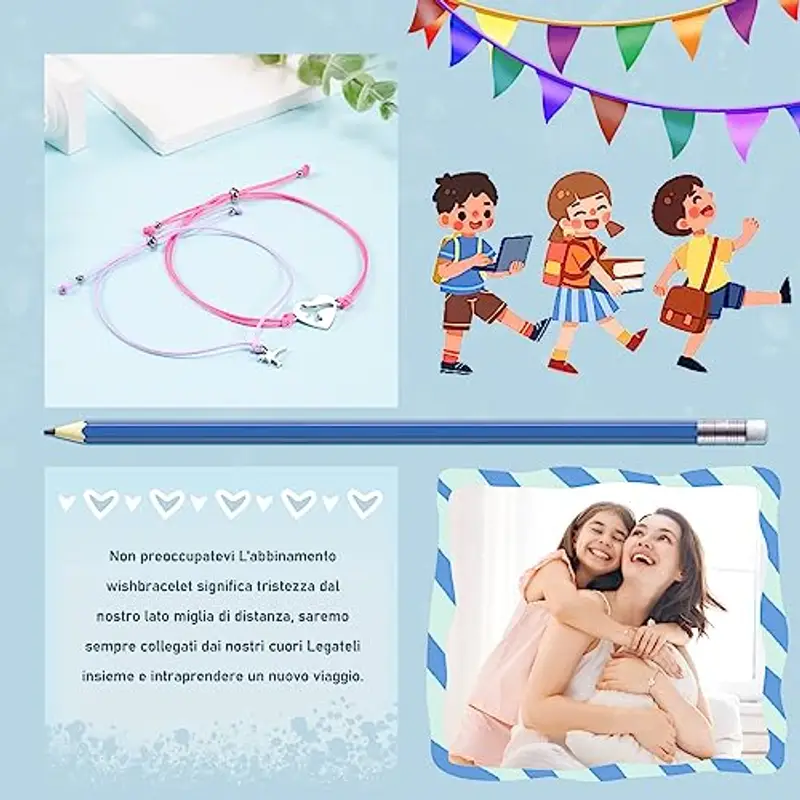 Cheerslife 2 pezzi Ritorno a Scuola Bracciali Regali, Dinosauro Bracciali Set per mamma e figlia, regolabile mamma e me gioielli Primo giorno di scuola Regali ragazze ragazzi (Rose Red & Purple) miniatura 3