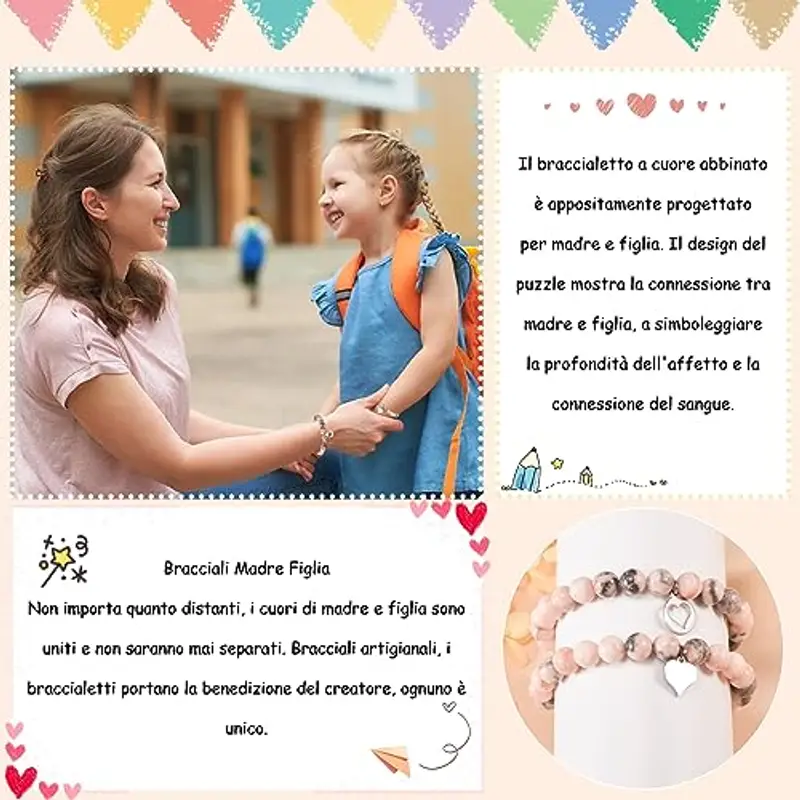 Cheerslife Bracciale Mamma e Figlia Braccialetto Mamma e Bambina Bracciale Ragazza Madre Torna a Scuola Regali Gioielli Mamma e Me Natale Ringraziamento miniatura 3